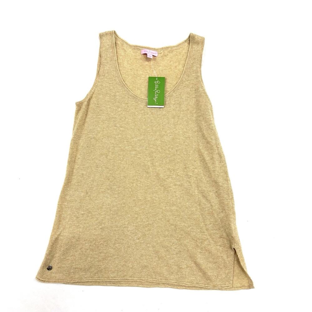 NWT Lilly Pulitzer Elizabella Sweater Tank Metallic Gold Linen Cotton Size Small